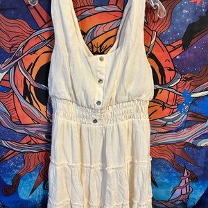 Cream Sleeveless Button-Down Dress